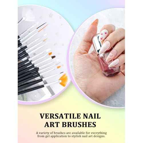 33PCS Nail Art Brushes Set, Nail Art Tools, Nail Design Tools with Gel Nail Brush, French Tip Tool Liner Brushes, Dotting Tools, Builder Gel Brush, Nail Tech Beginners Must Haves Stuff Supplies