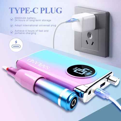 SAVILAND Electric Nail Drill: 40000RPM Nail Drill Professional with 56 Sanding Bands 12 Bits Sets, Rechargeable Nail File Ultra Power Machine for Acrylic Nails Gel Polishing Removing, Salon Home