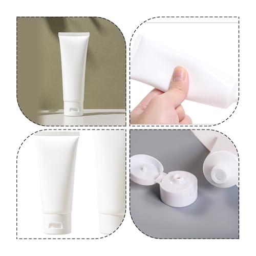 20PCS 100ml/3.4oz White Plastic Facial Cleaner Soft Tube Bottles Empty Refillable Travel Makeup Sample Packing Container Storage Pot Jar Vials Dispenser for Toiletries
