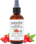 PURA D'OR Organic Rosehip Seed Oil - Pure Cold-Pressed Facial Oil (4oz)