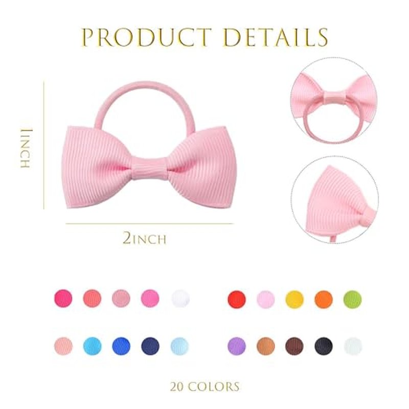 40 Pcs Baby Hair Ties with Bows - Soft Elastic Ponytail Holders