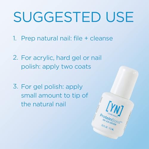 Young Nails Protein Bond - Non-Acidic Nail Primer, Enhanced Adhesion for Gel Polish & Acrylic, Nail Dehydrator, PH Bonder for Gel Nails, 0.25 oz