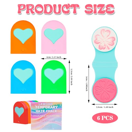 Temporary Hair Chalk 6 Colors - Washable UV Neon Hair Dye