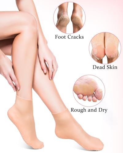 2 Pairs Silicone Moisturizing Socks for Dry Cracked Feet - XL Fit
