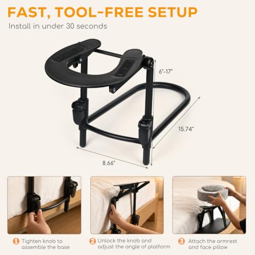 Adjustable Bed Massage Headrest with Armrest | 6"-17" Mattresses