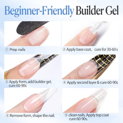 Clear Builder Gel for Nails 18ml - 7-in-1 Nail Strengthener & Extension - AzureBeauty - Clear / 0.61 Fl Oz (Pack of 1)