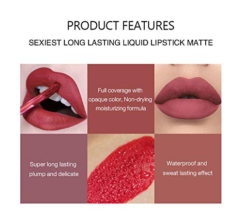 BestLand 6Pcs Matte Liquid Lipstick Set - Long-Lasting & Waterproof