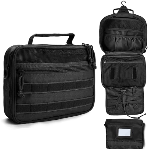 SMONT Tactical Toiletry Bag for Men, 9.5" Hanging Dopp Kit Shaving Hygiene Bag for Traveling Bathroom