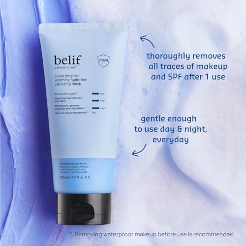 belif Super Knights Hydrating Cleansing Mask - 3-in-1 Facial Cleanser for Dry Skin