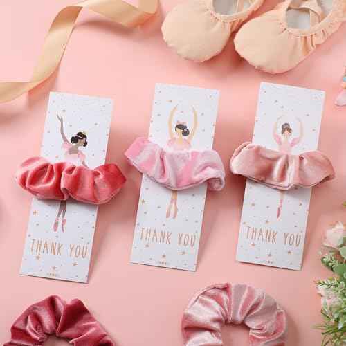 24 Sets Ballerina Party Favors Include 24 Pink Hair Scrunchies 24 Ballet Thank You Cards Ballet Dance Recital Gifts for Girls Ballerina Birthday Party Decorations Supplies
