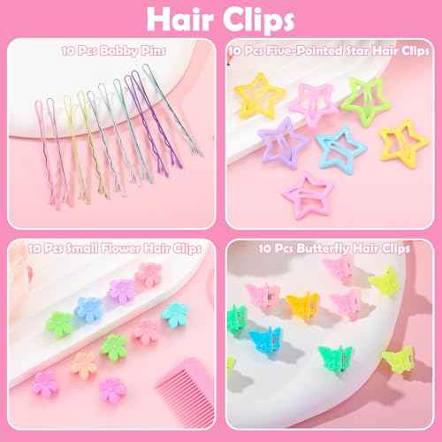 Toddler Hair Accessories, Cotton Toddler Elastic Hair Ties Baby Hair Ties with Hair Clips Hair Tail Tools, Girls Hair Accessories for Girls Baby Toddlers Kids