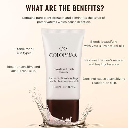 Colorbar Flawless Finish Primer - Makeup Face Primer Evens Out Skin Tone, Creates Smooth Base - Wrinkle-Free Finish and Reduces Pores - 1 oz