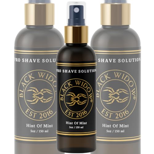 Black Widow Pro Shave Solution ? No-Mess Shave Spray Lotion with Hint of Mint, Hydrating Slick Shaving Lotion for Men & Women, Reduces Razor Burn & Skin Irritation for Smooth, Comfortable Shaves