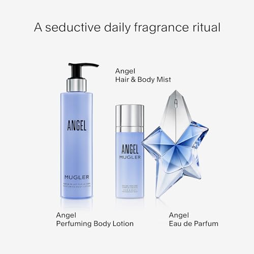 MUGLER Angel - Body Lotion - Floral & Woody - Women's Scented Moisturizer - With Peony, Praline, and Wood Accord- 6.7 Fl Oz