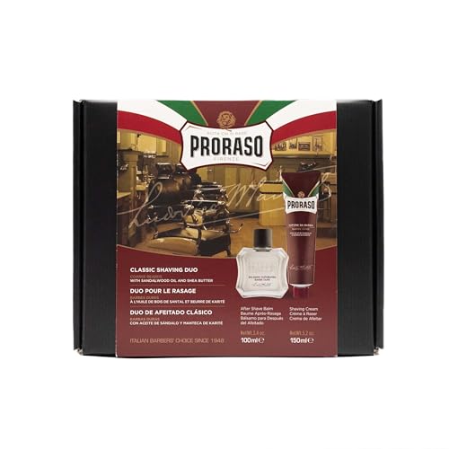 Proraso Shaving Kit - Nourishing Shaving Cream & After Shave Balm for Coarse, Thick Beards - Premium Italian Shave Kit Duo for Men - Gift Set for Men