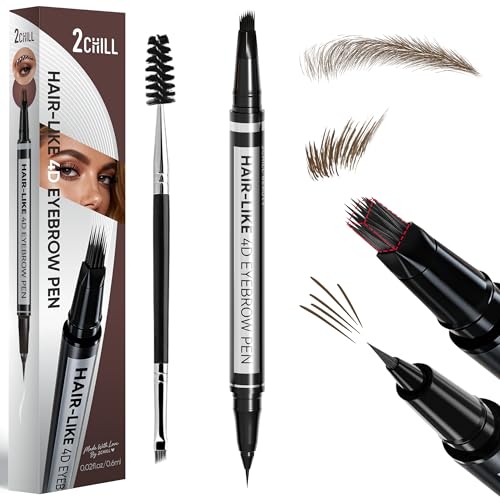 2-Pack Microblading Eyebrow Pen with Dual-Ended Brush Tip