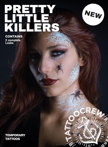 Halloween Spider Web Face Tattoos - 2 Complete Looks