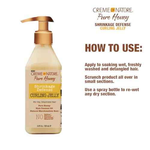Creme of Nature Curling Jelly, Pure Honey, Coconut Oil and Shea Butter Formula, Shrinkage Defense, 11.5 Oz