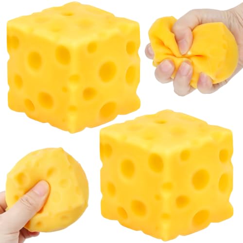 FOIMAS 2pcs Cheese Squishy Toy - Stress Relief Fidget Cube