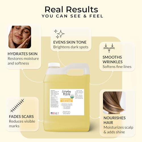 Organic Vitamin E Oil Bulk - 32oz USDA Certified 100% All Natural Plant Based - Light and Unscented Great for Scars After Surgery - For Face, Skin and Nails - Anti-Aging, Reduce Appearance of Wrinkles