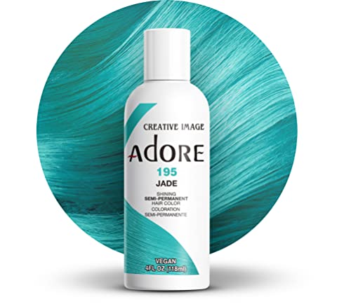 Adore Semi Permanent Hair Color - Vegan and Cruelty-Free Green Hair Dye - 4 Fl Oz - 195 Jade (Pack of 1)