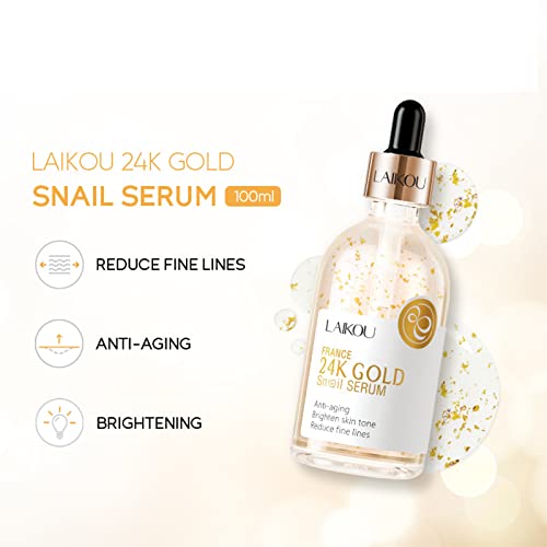 MIESCHER Snail Serum for Face,Hyaluronic Acid Serum with Vitamin B3 Oil Niacinamide Serum Facial 24k Gold Snail Collagen Reduces Fine Lines Brightening Nourishing Hydrating Face Serum Skincare Product