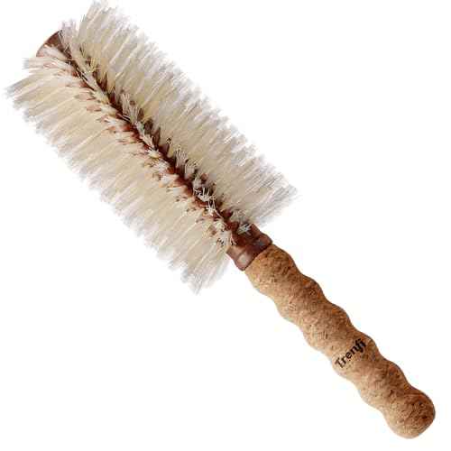 Professional Hybrid Boar Bristle Round Brush (2.75") | Boar & Nylon for Enhanced Tension, Luminous Shine & Volume | Ergonomic Cork Handle for Medium to Long Hair