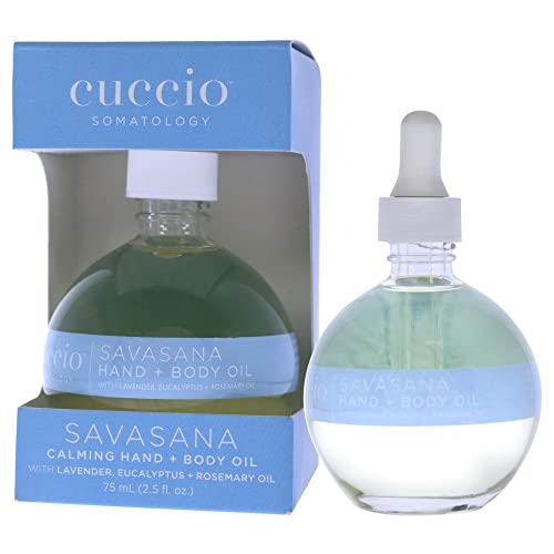 cuccio SOMATOLOGY Savasana Calming Hand and Body Oil - Intensely Moisturizing And Hydrating Blend - Made With Lavender, Eucalyptus, And Rosemary Oils - Soothe Your Mind And Nourish Your Body - 2.5 Oz