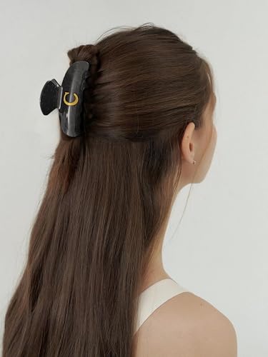Large Letter Hair Clips for Thick Hair - Black Glitter Claw