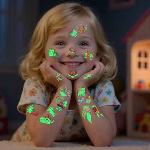 Glow in the Dark Temporary Tattoos for Kids, 310 Pieces