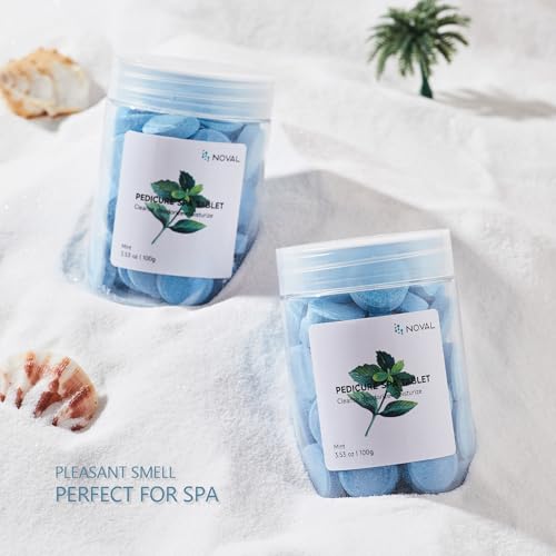 NOVAL Blue Mint Pedicure Spa Tablets - Foot Soak for Pedicure Bowls, 50 Ct