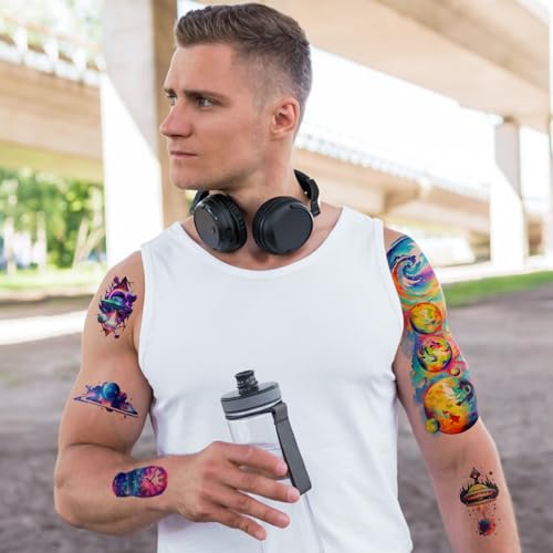 77 Sheets Temporary Tattoos for Adults - Space & Small Designs