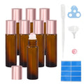 8-Pack 10ml Rose Quartz Roll-On Bottles for Essential Oils
