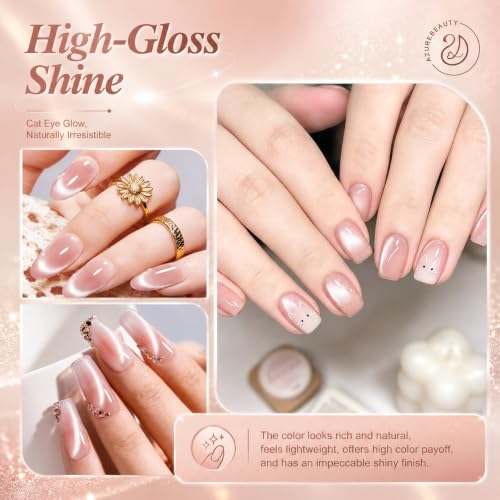AZUREBEAUTY Pink Cat Eye Gel Nail Polish 18ML with Magnetic Stick - Nude Pink