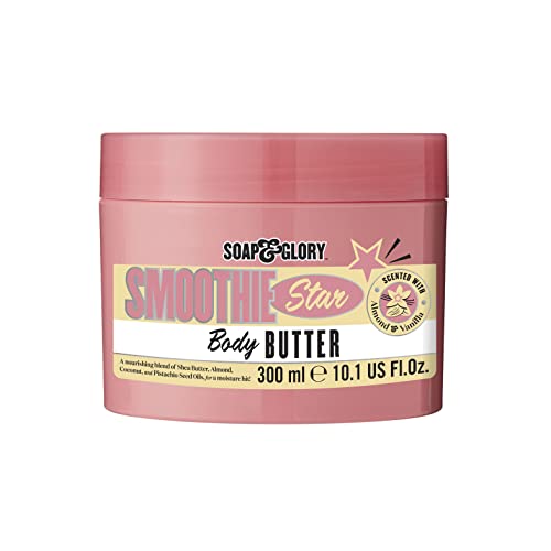 Soap & Glory Smoothie Star Body Butter - Vanilla and Almond Infused Body Cream with Vitamin E + Shea Butter - Rich, Moisturizing Cream for Dry Skin (300ml)