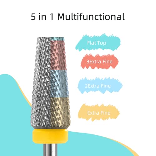 5-in-1 Nail Drill Bit for Electric File - Tungsten Carbide, Extra Fine