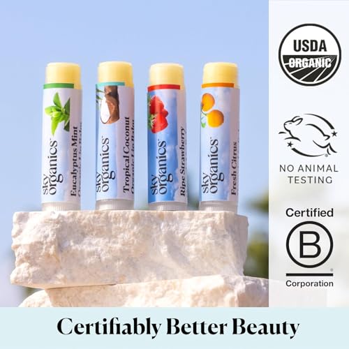 Sky Organics Organic Beeswax Lip Balm 4-Pack | Moisturizing