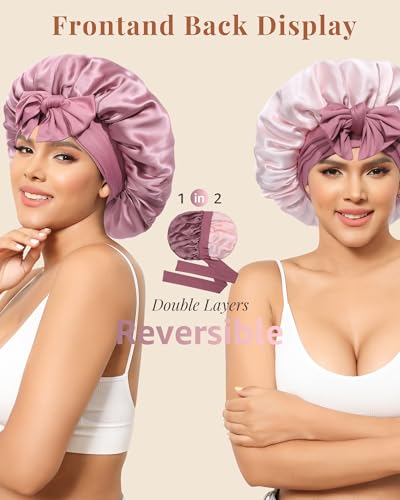 100% Mulberry Silk Bonnet for Sleeping | 2-Layer Hair Wrap