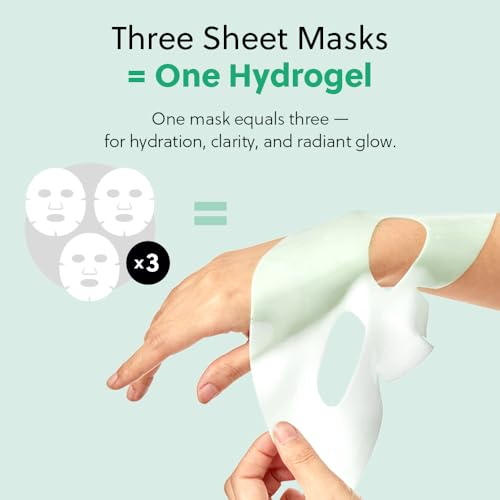 PDRN + Panthenol Deep Absorbing Hydrogel Mask, Korean PDRN Hydrogel Mask, Overnight Face Mask, Hydrating, Glass Skin, Repairing, Korean Skincare, 34g x 4ea (Unscented)