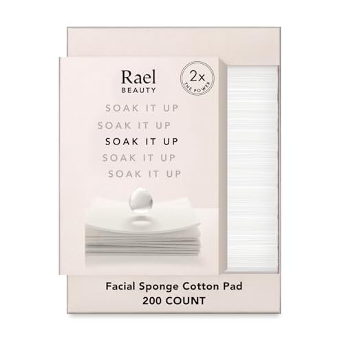 Rael Cotton Pads for Face - Facial Sponge, Square Pad Use with Toner, Makeup Remover, Lint-Free, Soft and Thin, Korean Skin Care (200 Count)