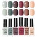 Nude Grays Nail Polish Set - Fast Air Dry, 6 Colors, No Lamp Needed