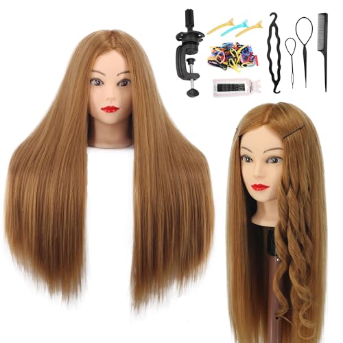 80% Real Human Hair Mannequin Head 26-28" with Clamp & Tools
