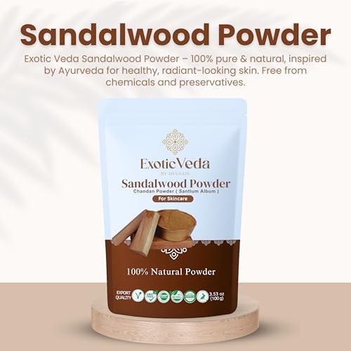 100% Pure Sandalwood Powder (Chandan) ? Ayurvedic Face Pack, Mask & Tilak for Glowing Skin, Natural Cleansing & Soothing Powder, 100 g / 3.52 oz
