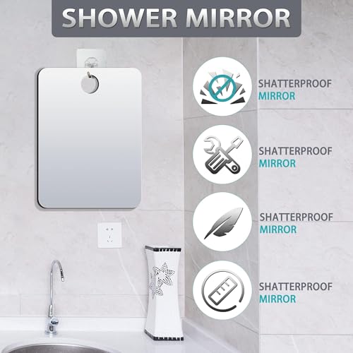 Shatterproof Shower Mirror 6x8 in Acrylic Shaving & Makeup