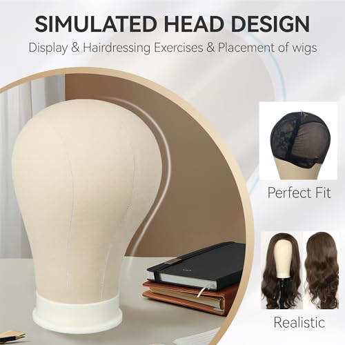 22 Inch Canvas Wig Head Mannequin for Styling & Display