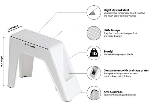Shower Foot Rest Stool for Shaving & Pedicure - Grey