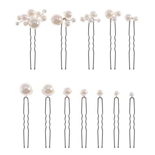 12 Pieces Bridal Hair Accessories Pearl Wedding Hair Pins Handmade Bridal Hair Pins for Wedding Brides Women Girls