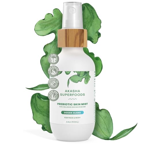 Akasha Prebiotic Skin Mist 3.4oz I Organic Facial Mist, Sea Kelp Extract, Face Spray for Naturally Restoring the Skins Microbiome, Dewy, Help Acne, Psoriasis & Sunburn*, Anti Aging Skin Care Products