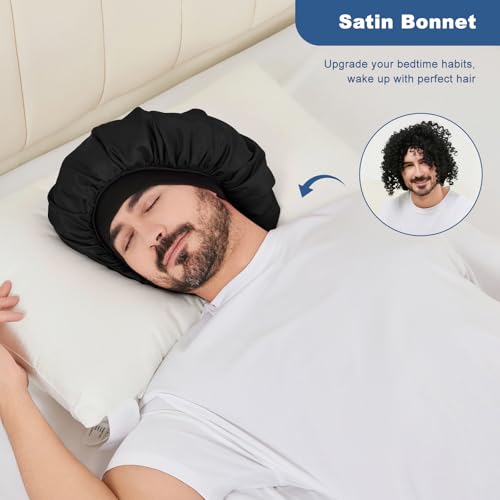 Selalu 3-Pack Satin Sleep Bonnet for Women & Men - Color 02, Comfortable & Soft Elastic Band