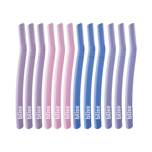 Bliss Stainless Steel Disposable Dermaplaning Tools | Facial Exfoliator and Eyebrow Razor to Dermaplane Peach Fuzz -1 Pack 12 count